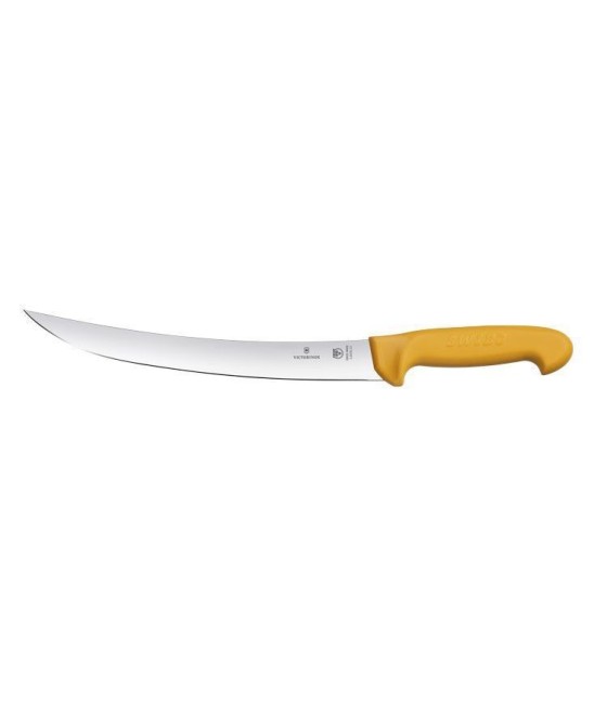SWIBO bourákový nůž s ohnutou čepelí žlutý, pevný, 22cm, 5.8435.22