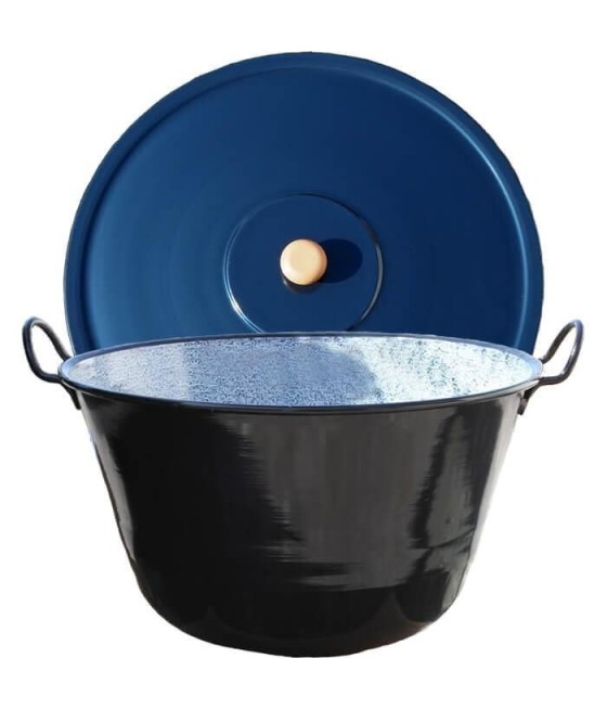 Smaltovaný kotel 100 L + dřevěná poklice