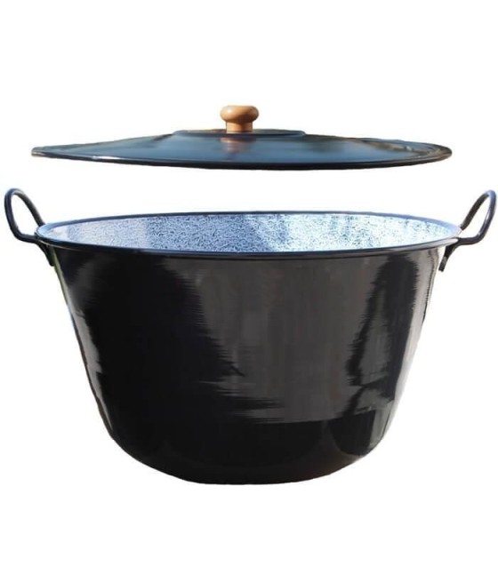 Smaltovaný kotel 100 L + dřevěná poklice