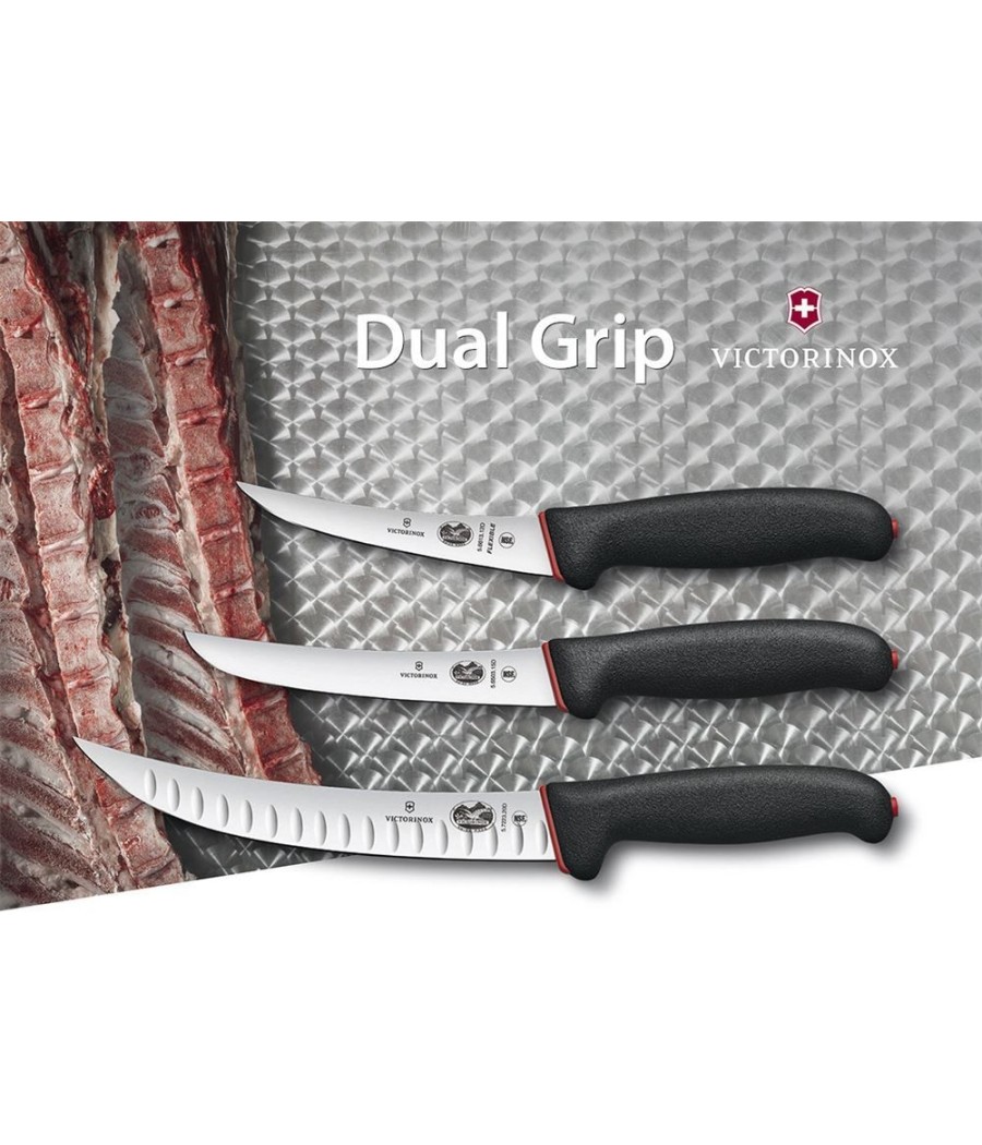 Victorinox Fibrox Dual Grip, Řeznický nůž s vroubkováním, 20 cm, 5.7223.20D