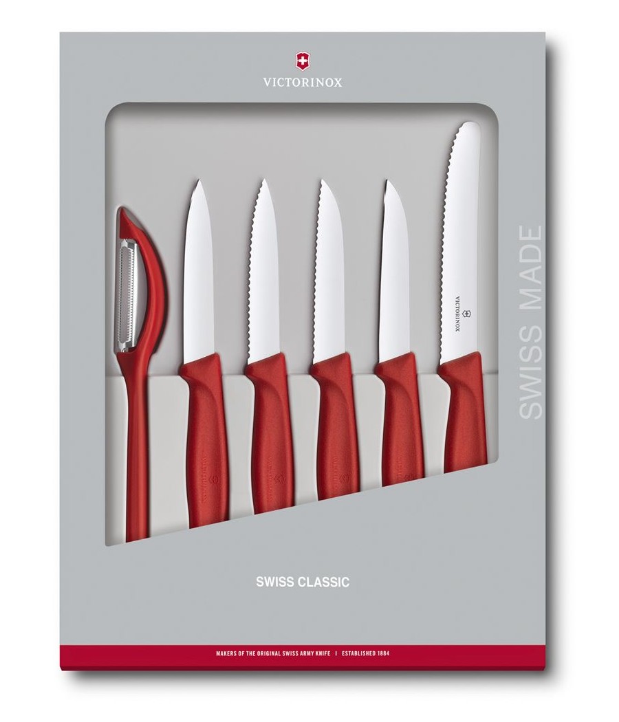 Victorinox, Sada krájecích nožů v červené barvě 6-dílná, 6.7111.6G
