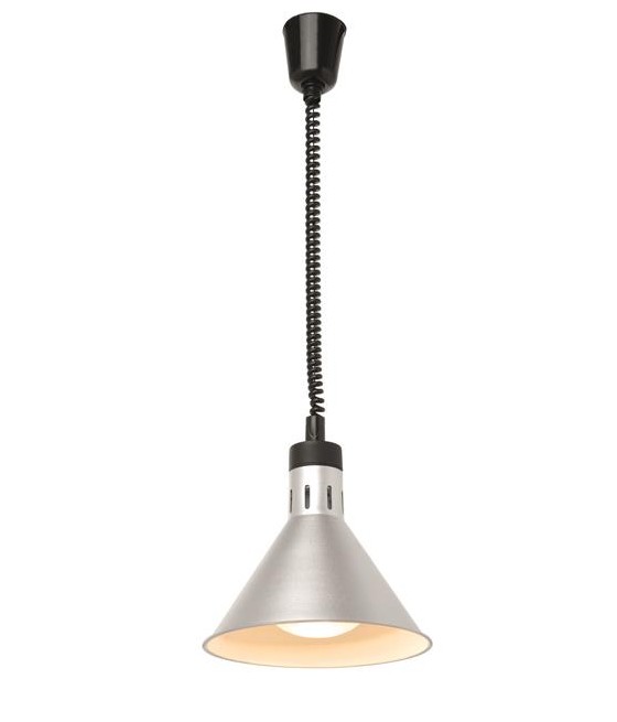 Hendi lampa na ohřev jídel – závěsná, kuželová, stříbrná, 230V/250W, ø275x(V)250mm