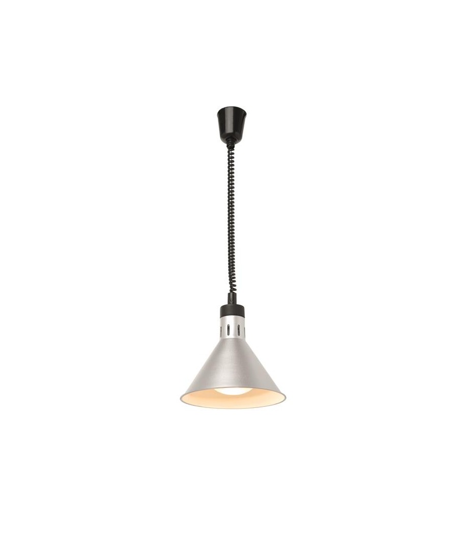 Hendi lampa na ohřev jídel – závěsná, kuželová, stříbrná, 230V/250W, ø275x(V)250mm