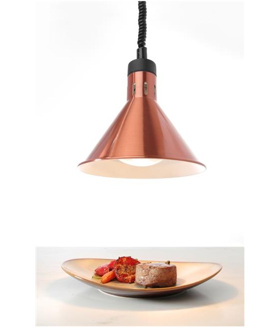 Hendi lampa na ohřev jídel – závěsná, kuželová, měděná, 230V/250W, ø275x(V)250mm
