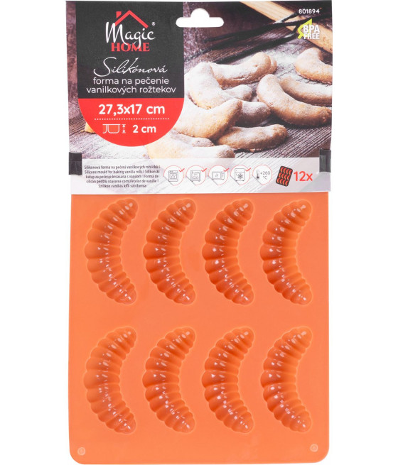 Silikonová forma na 12 vanilkových rohlíků MagicHome, 27,3x17x2 cm