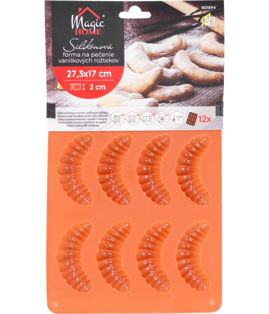 Silikonová forma na 12 vanilkových rohlíků MagicHome, 27,3x17x2 cm