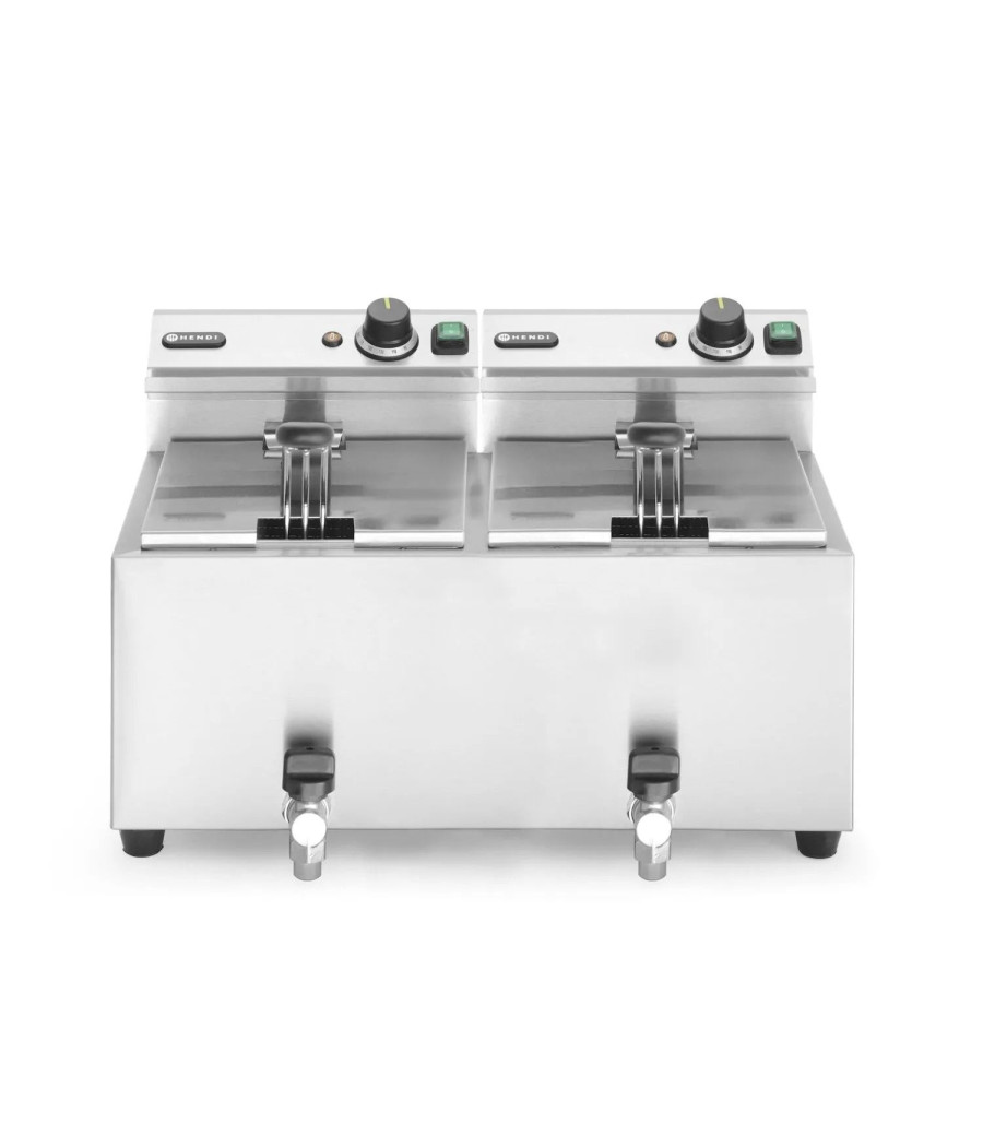 Hendi elektrická fritéza Profi Line s kohoutkem - 2x8L