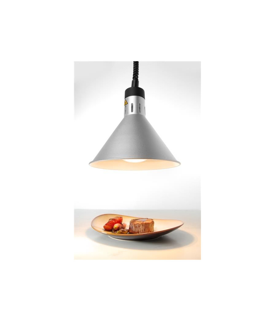 Hendi lampa na ohřev jídel – závěsná, kuželová, stříbrná, 230V/250W, ø275x(V)250mm