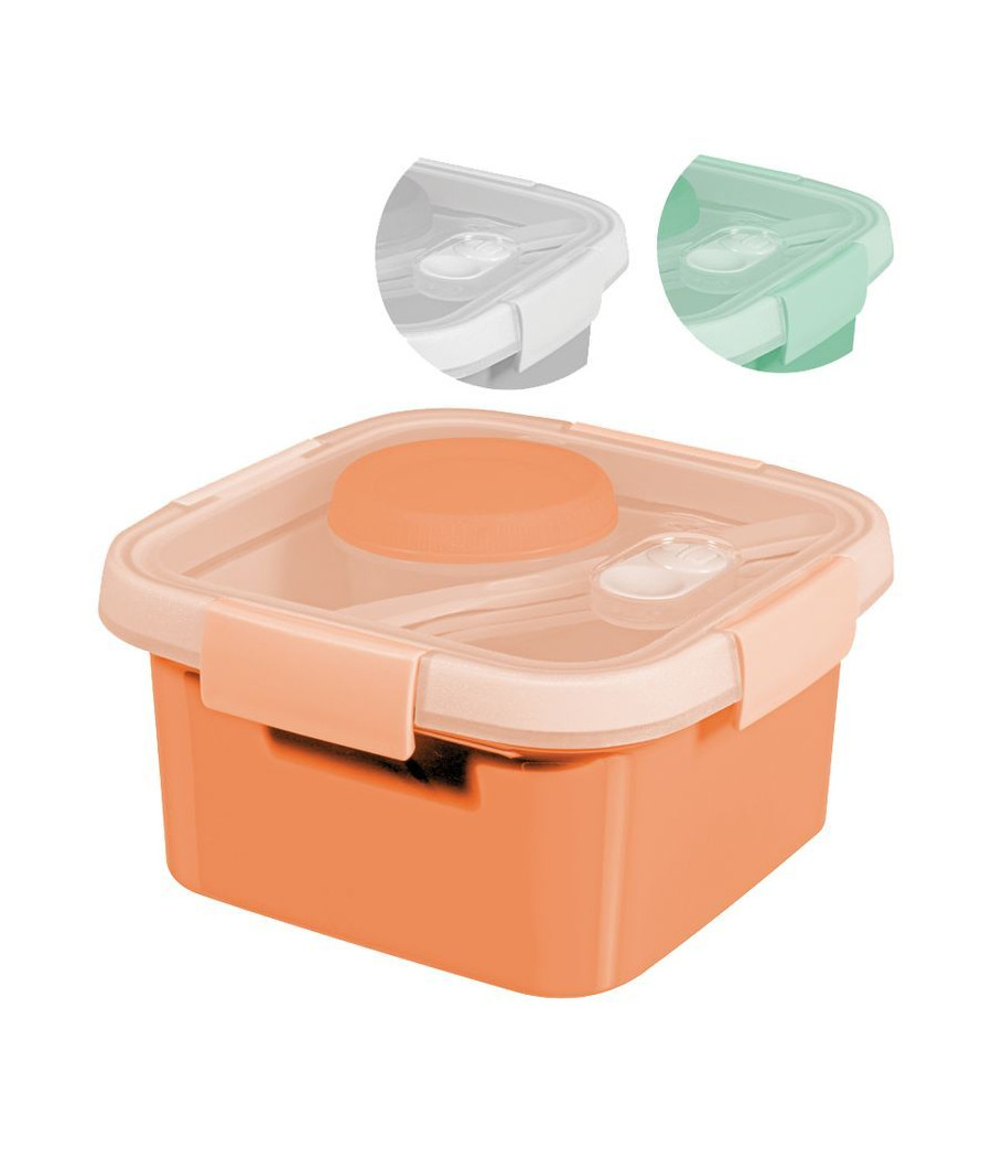 Dóza Curver® 1100 ml, mix barev mint/šedá/broskvová, 160x160x90 mm