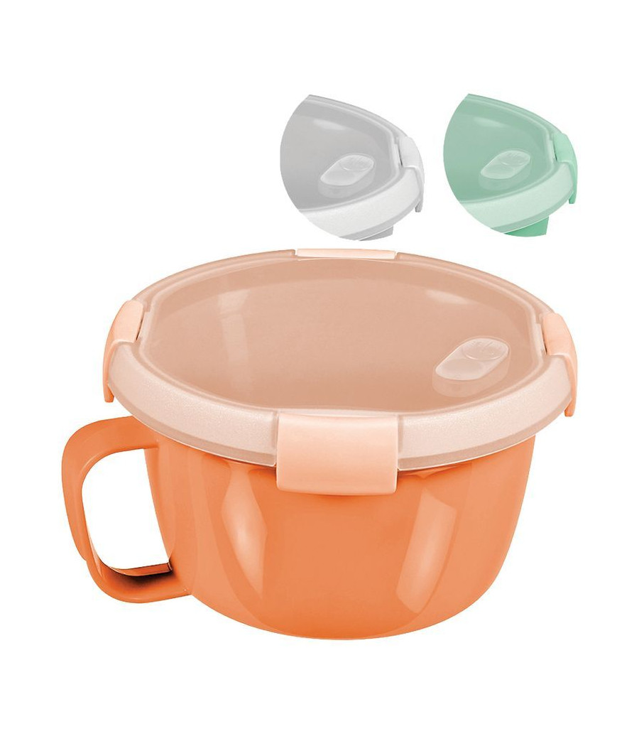 Dóza Curver® 900 ml, s ouškem, mix barev mint/šedá/broskvová, hrnek 170x100 mm