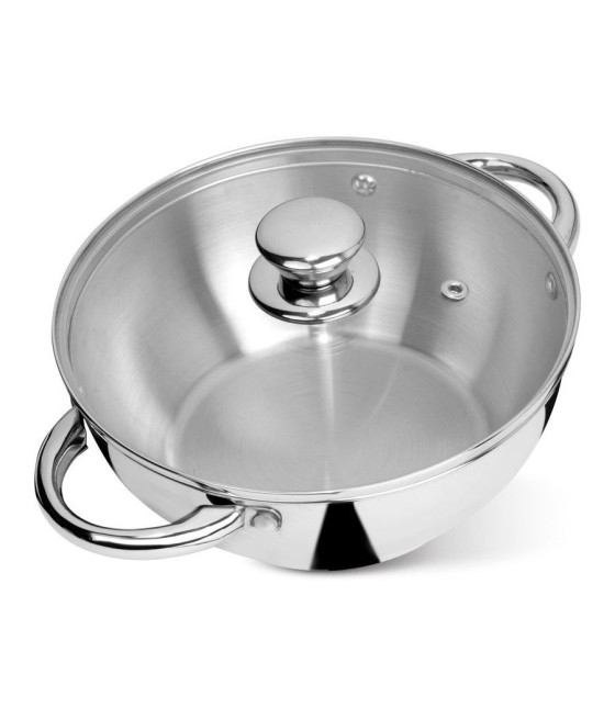 Nerezový Wok Chloe, 26 cm, 5 l, se skleněnou poklicí