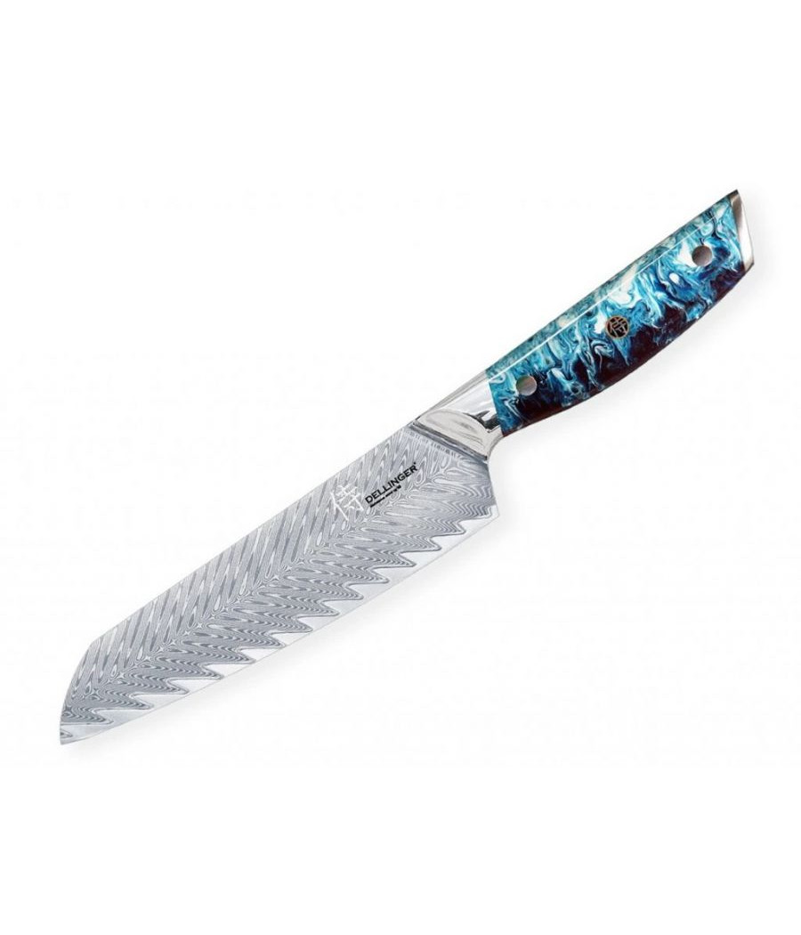 Kuchyňský nůž Dellinger Resin Future Blue Santoku, 17 cm