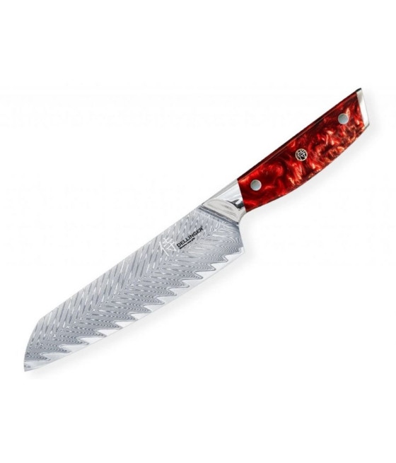 Kuchyňský nůž Dellinger Resin Future Red Santoku, 17 cm