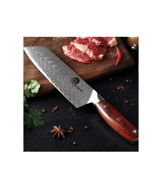Santoku nůž Dellinger Rosewood Damascus, 17,5 cm