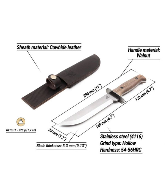 BeaverCraft nůž TLK1 Ořech 160 mm