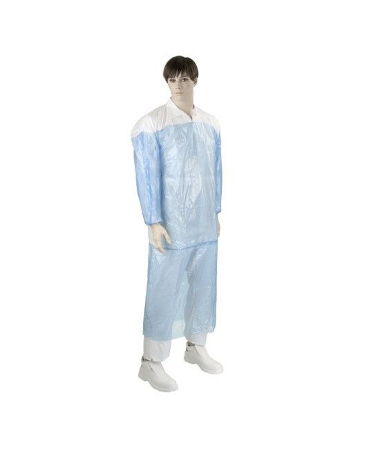Laboratorní plášť, bílo/modrý, balení 10 ks