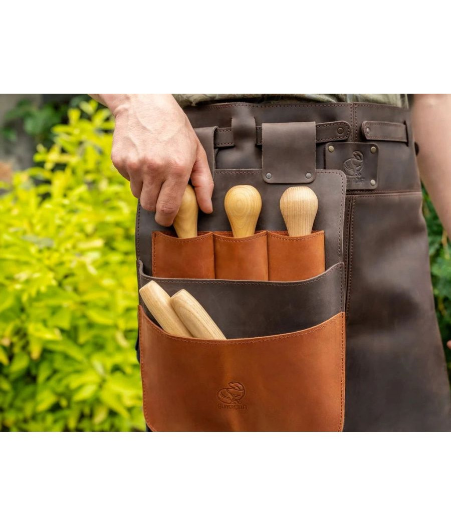 BeaverCraft kožená zástěra LC_Set_01 hnědá s držákem na nářadí