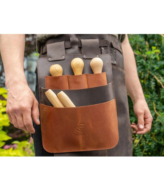 BeaverCraft kožená zástěra LC_Set_01 hnědá s držákem na nářadí