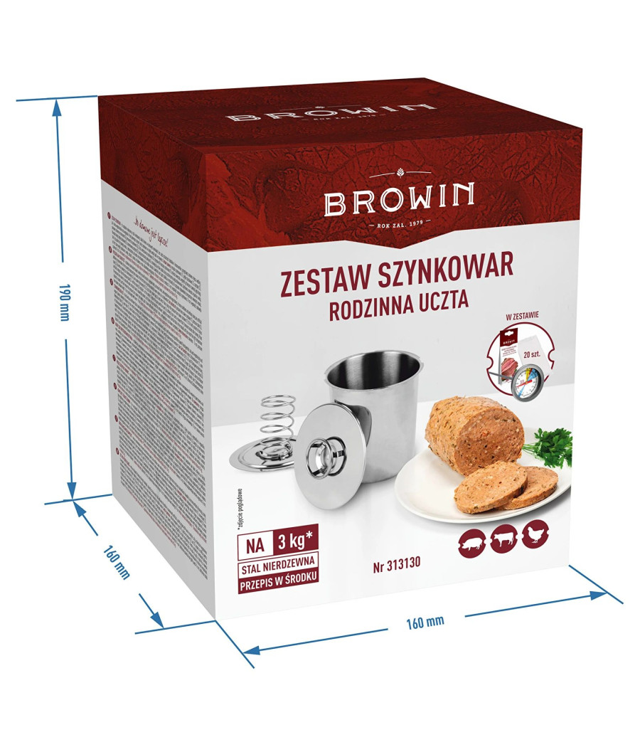 Šunkovar na přípravu domácí šunky a pokrmů, 3 kg + sada s teploměrem a sáčky