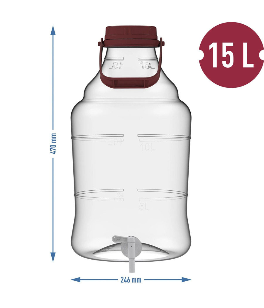 15 l demižón s rukojetí a kohoutkem