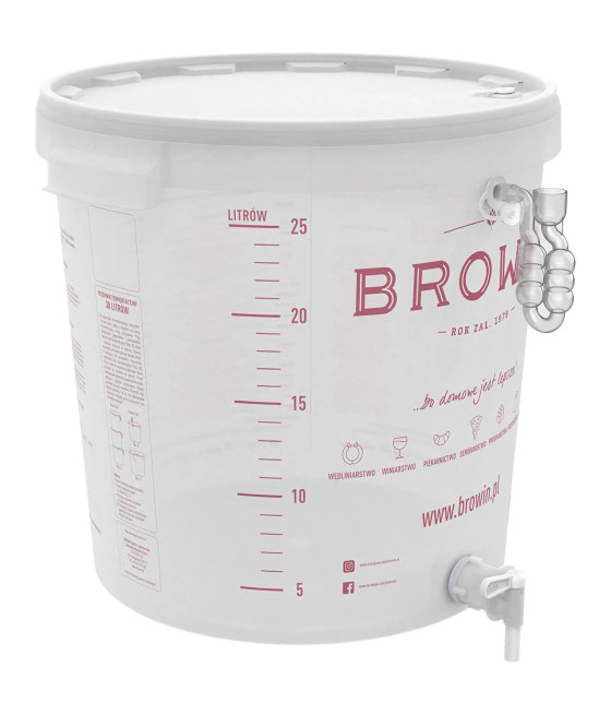 30 l fermentační nádoba s víkem Browin, kohoutkem a UA hadičkou