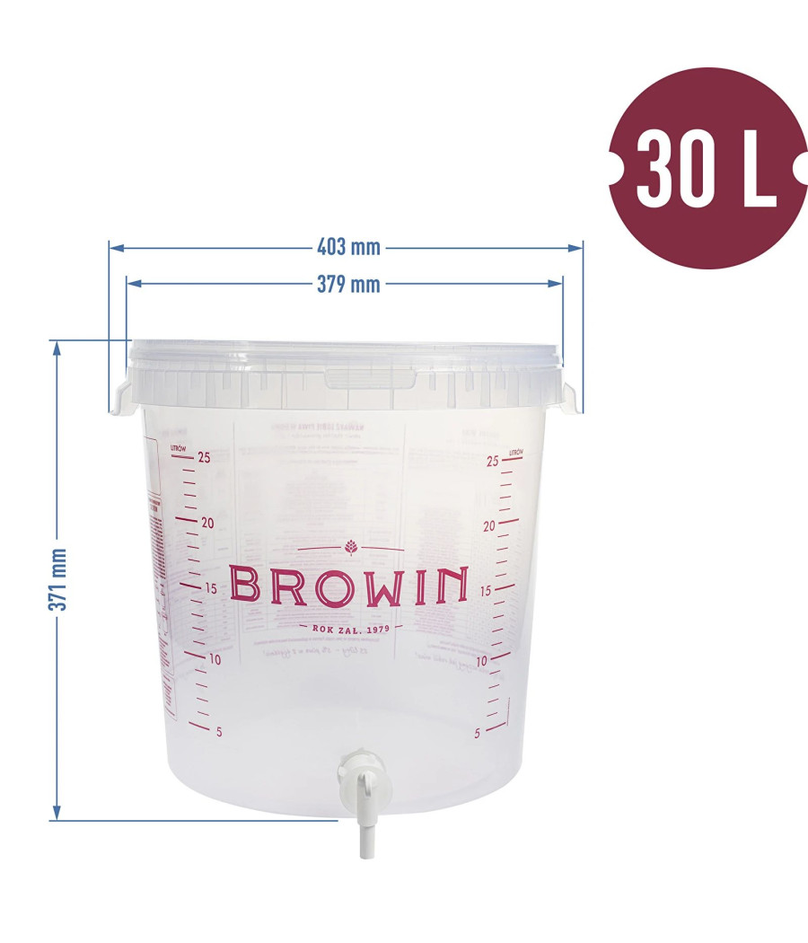 30 l fermentační nádoba s víkem a kohoutkem Browin