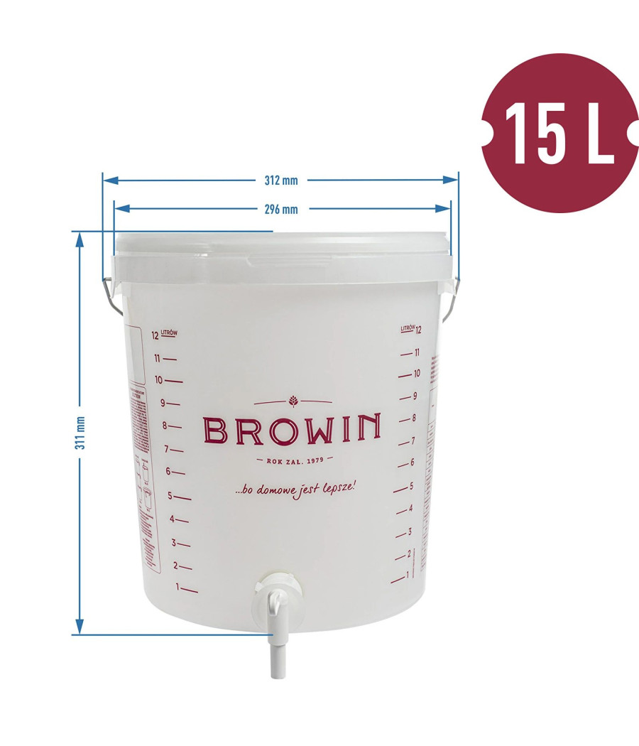 15 l fermentační nádoba s víkem a kohoutkem Browin